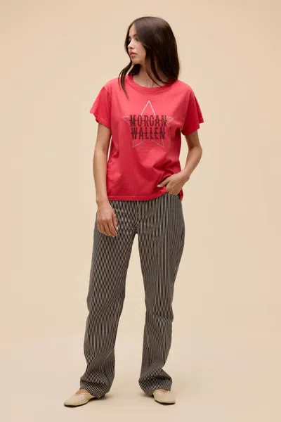 Daydreamer Morgan Wallen Rhinestone Star Solo Tee In Deep Sea Coral In Brown