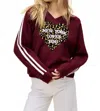Daydreamer New York Loves You V-neck Graphic Sweatshirt In Burgundy