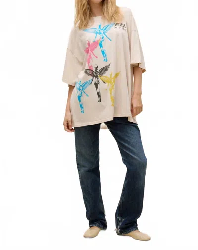 Daydreamer Nirvana Angel Stamps Tee In Dirty White In Multi
