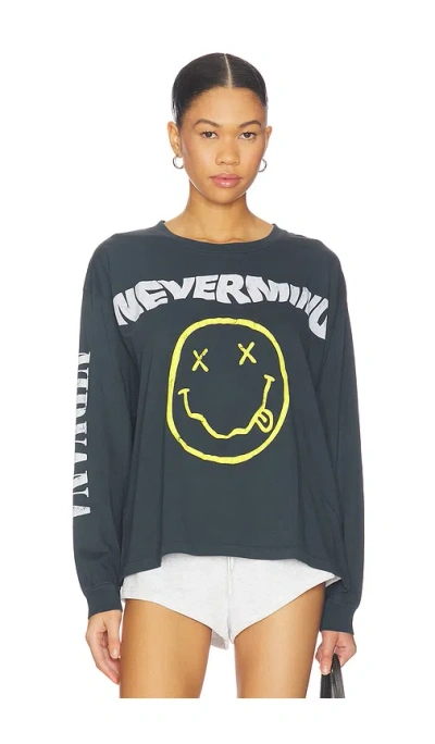 Daydreamer Nirvana Nevermind Smiley Merch Long Sleeve In Gray