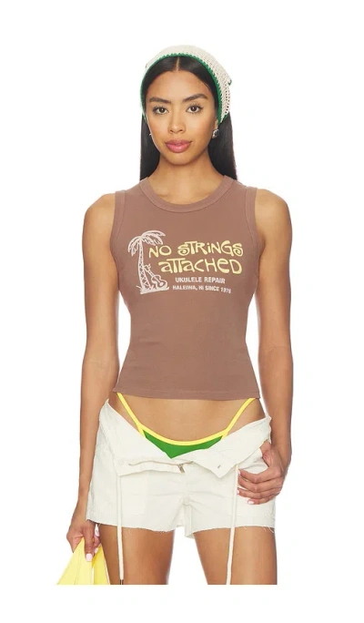 Daydreamer No Strings Attached Shrunken Tank Top In Brown