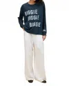 Daydreamer Notorious Biggie Varsity Long Sleeve Tee In Navy In Blue