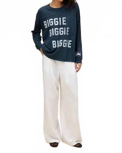 Daydreamer Notorious Biggie Varsity Long Sleeve Tee In Navy In Blue