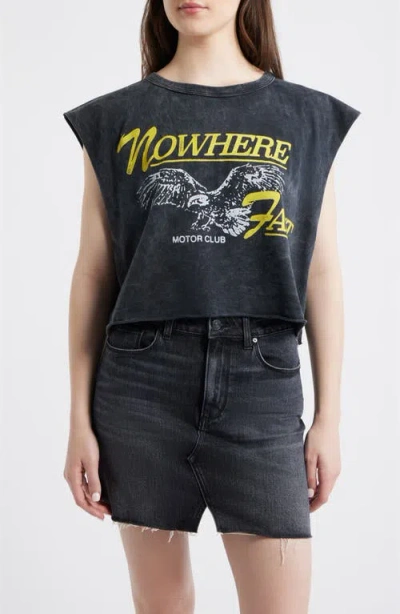 Daydreamer Nowhere Fast Graphic Sleeveless T-shirt In Black
