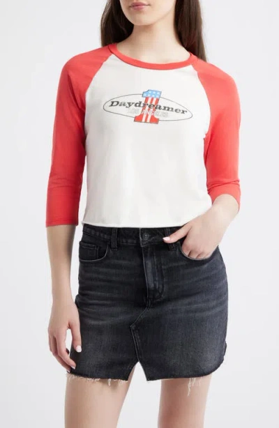 Daydreamer Number One Graphic Raglan T-shirt In Pink