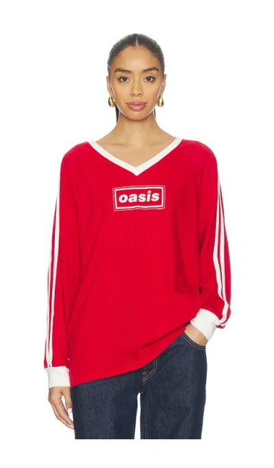 Daydreamer Oasis Box Logo Club Long Sleeve Top In Red