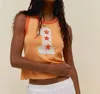 Daydreamer One With Three Stars Racer Tank In Vintage Peach In Multi