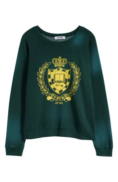 Daydreamer Oxford Crest Cotton Blend Sweatshirt In Sun Faded Green