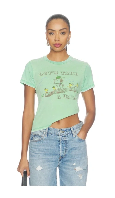 Daydreamer Peanuts Take A Hike Burnout Vintage Tee In Green