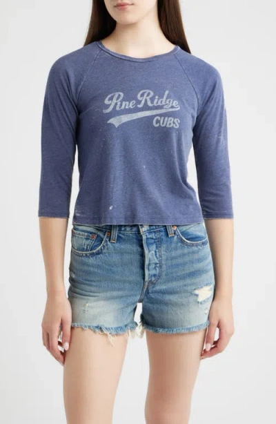 Daydreamer Pine Ridge Cubs Burnout Raglan Graphic T-shirt In Blue