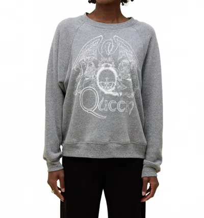 Daydreamer Queen Crest Vintage Raglan Sweatshirt In Heather Grey In Gray