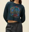Daydreamer Queen Keep Yourself Alive Cut Off Sweatshirt In Vintage Black