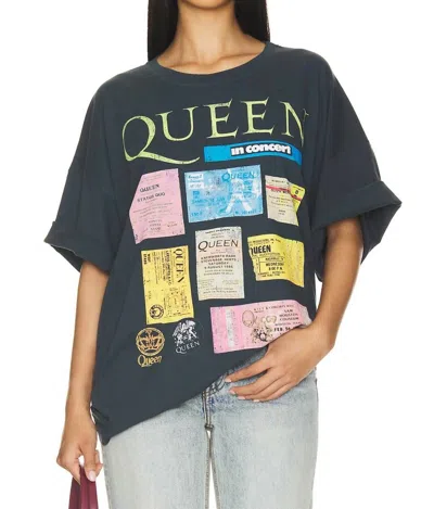 Daydreamer Queen Ticket Collage Tee In Vintage Black In Gray
