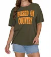 Daydreamer Raised On Country Tee In Olive In Green