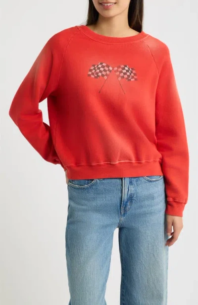 Daydreamer Ready Set Go Graphic Shrunken Sweatshirt In Red