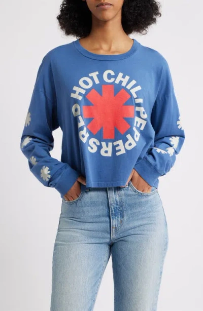 Daydreamer Red Hot Chili Peppers Long Sleeve Cotton Graphic T-shirt In Blue
