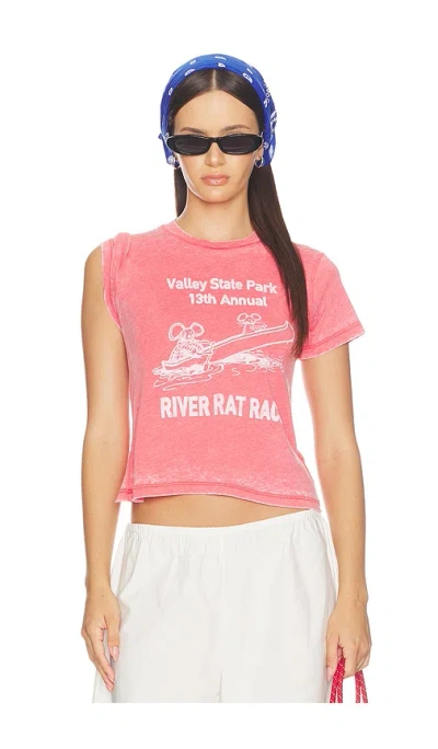 Daydreamer River Rat Race Burnout Vintage Tee In Deep Sea Coral