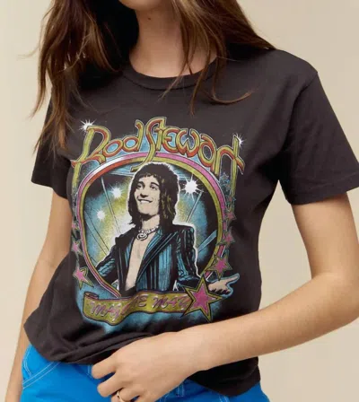 Daydreamer Rod Stewart Ringer Tee Top In Washed Black