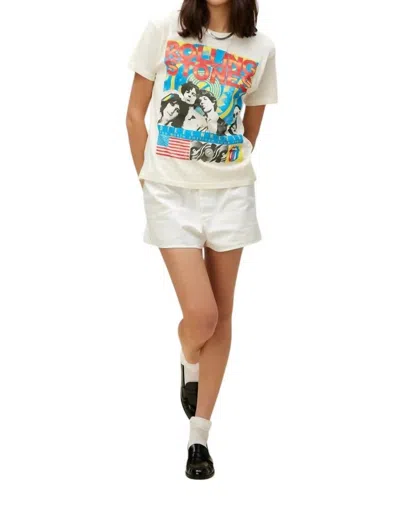 Daydreamer Rolling Steel Wheels Ringer Tee In Stone Vintage In White