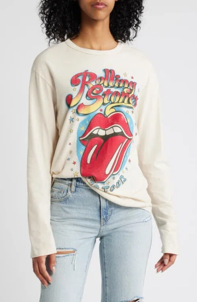 Daydreamer Rolling Stones 1972 Tour Long Sleeve Cotton Graphic T-shirt In Dirty White
