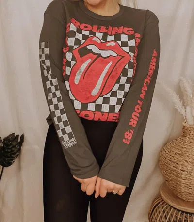 Daydreamer Rolling Stones American Tour Long Sleeve Crew Sweatshirt In Brown