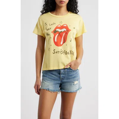 Daydreamer Rolling Stones Satisfaction Cotton Graphic T-shirt In Yellow
