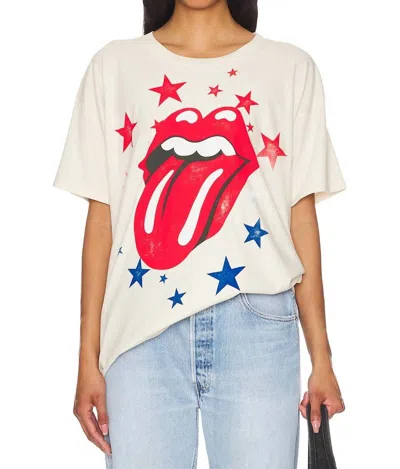 Daydreamer Rolling Stones Stars Merch Graphic Tee In Dirty White