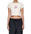 Daydreamer Saint Camp Crop Tee In Dirty White In White