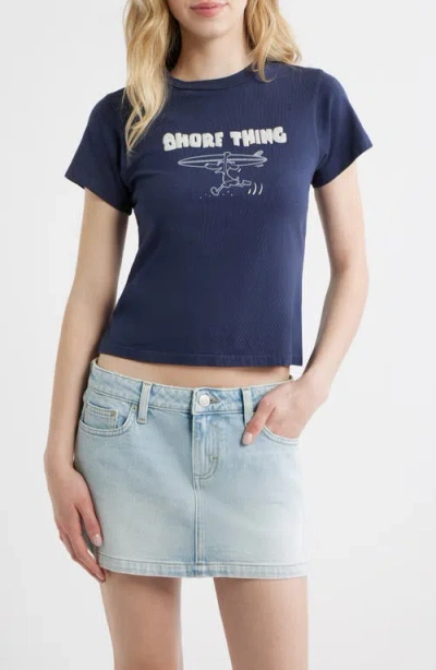 Daydreamer Shore Thing Shrunken Graphic T-shirt In Blue