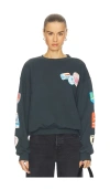 Daydreamer Ski Patch & Pass Collector Oversized Crew Sweatshirt In Black