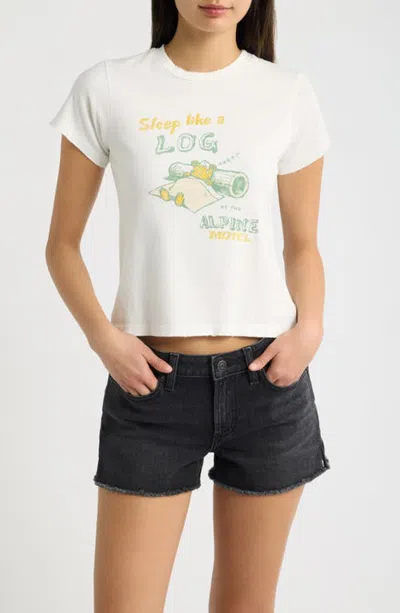 Daydreamer Sleep Like A Log Graphic Vintage T-shirt In Vintage White