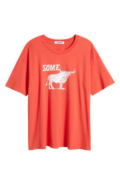 Daydreamer Some Bull Jersey Graphic T-shirt In Vintage Red