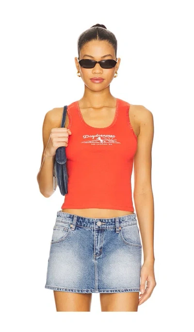 Daydreamer Studios Lace Trim Tank In Red