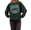 Daydreamer Sublime Graffiti Sun Reverse Raglan Crew In Vintage Green In Multi