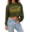 Daydreamer California Sublime Crop Graphic Sweatshirt In Green