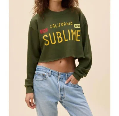 Daydreamer Sublime License Plate Sweatshirt In Military Green