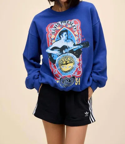 Daydreamer Sun Record X Elvis Sing This Song Bf Sweatshirt In Blue Quartz In Multi