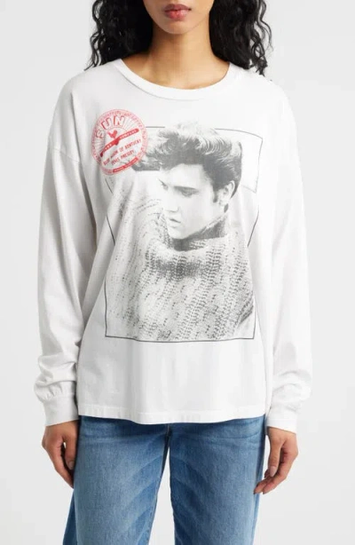 Daydreamer Sun Records Elvis Long Sleeve Cotton Graphic T-shirt In White