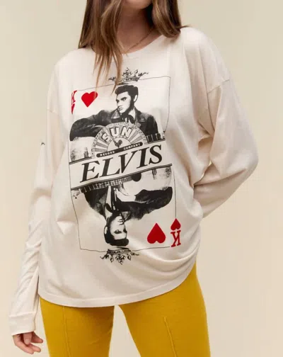 Daydreamer Sun Records X Elvis King Of Hearts Long Sleeve Merch In Dirty White In Multi