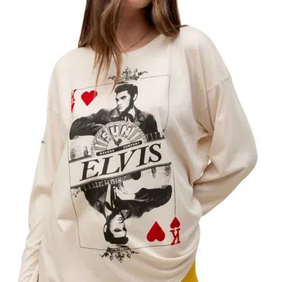 Daydreamer Sun Records X Elvis King Of Hearts Long Sleeve Tee In White