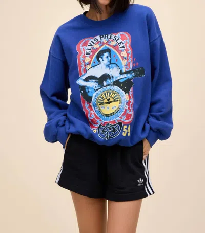 Daydreamer Sun Records X Elvis Sing This Song Bf Sweatshirt In Blue Quartz In Multi