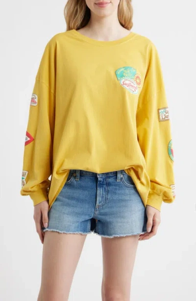 Daydreamer Surf Patches Long Sleeve Graphic T-shirt In Yellow