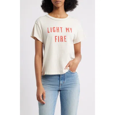 Daydreamer The Doors Light My Fire Cotton Graphic T-shirt In Dirty White