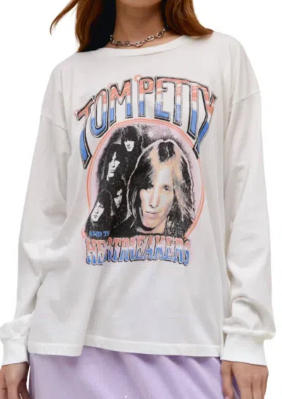 Daydreamer Tom Petty 76 Long Sleeve Tee In Vintage White In Beige