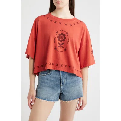 Daydreamer Vintage Floral Cropped Graphic T-shirt In Orange
