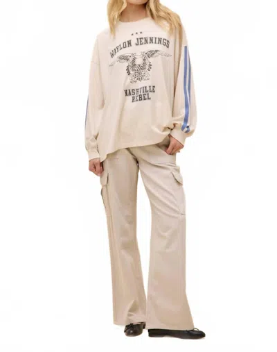 Daydreamer Waylon Jennings Nashville Rebel Long Sleeve Tee In Dirty White In Neutral