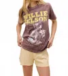 Daydreamer Willie Nelson Red Headed Stranger Weekend Tee In Brown Stone Acid Wash In Multi