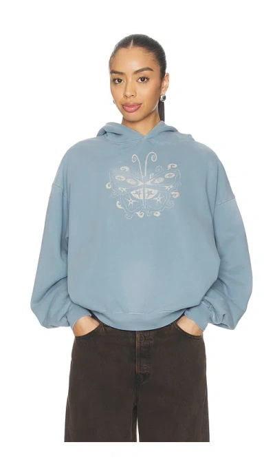 Daydreamer Witchy Butterfly Oversized Hoodie In Blue