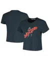 Daydreamer Women's Charcoal Blondie Scattered Letters Cropped T-shirt In Charcoal