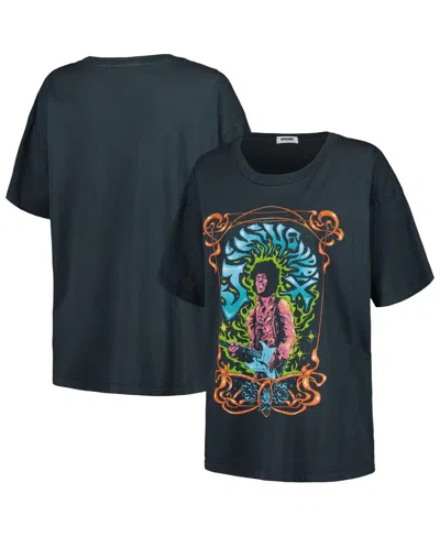 Daydreamer Women's Charcoal Jimi Hendrix Psychedelic Nouveau T-shirt In Blue